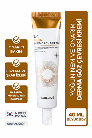 Egzama ve Kırışıklık Karşıtı Salyangoz Özlü Nemlendirici Göz Kremi Dr. Snail Derma Eye Cream 40 ML