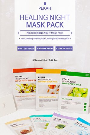 PEKAH AHA-BHA-PHA İçeren Peeling Etkili Arındırıcı Yüz Maske Seti 5 Adet
