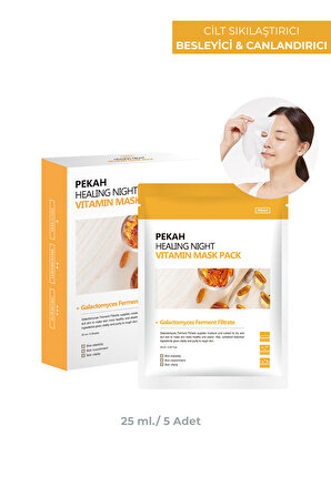PEKAH C Vitamini ve 13 Bitki Özü İçeren Canlandırıcı Leke & Kırışıklık Karşıtı Yüz Maske Seti 5 Adet