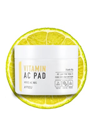 Vitamin İçerikli Canlı ve Pürüzsüz Görünüm Kazandıran Pamuk Ped (35ad) APIEU Vitamin AC Pad