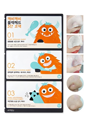 Siyah Noktalar İçin 3 Aşamalı Burun Bandı APIEU Goblin Blackhead 3-Step Nose Pack