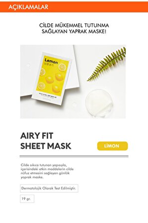 Limon Özlü Aydınlatıcı Yaprak Maske (1ad) Airy Fit Sheet Mask Lemon