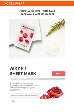 Yaşlanma Karşıtı Nar Özlü  Yaprak Maske (1ad) Airy Fit Sheet Mask Pomegranate