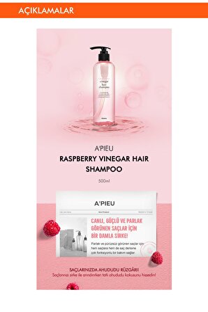 Canlı, Parlak ve Güçlü Görünen Saçlar İçin Ahududu Sirkeli Şampuan Raspberry Vinegar Hair Shampoo