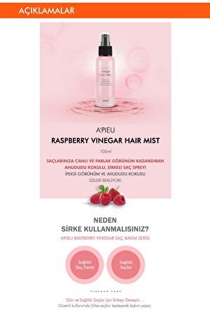 Saçlara Parlak Görünüm Veren Sprey Ahududu Saç Misti 105ml Raspberry Vinegar Hair Mist