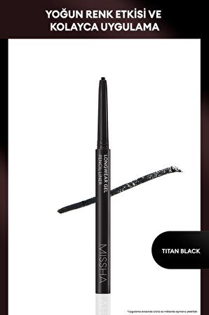 Pürüzsüz Uygulanan Jel Dokuda Kalem Eyeliner 0.14g Missha Longwear Gel Pencil Liner (Titan Black)