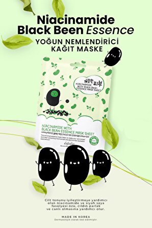 Niacinamide ve Siyah Fasülye İle, Cilt Tonu Düzenleyici Gözenek Karşıtı Kağıt Maske Esfolio Mask