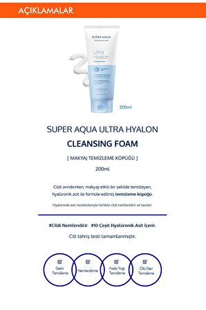 Missha Hyalüronik Asit İçeren Nemlendirici Makyaj Temizleme Köpüğü 200ml Super Aqua Hyalron Cleansing Foam