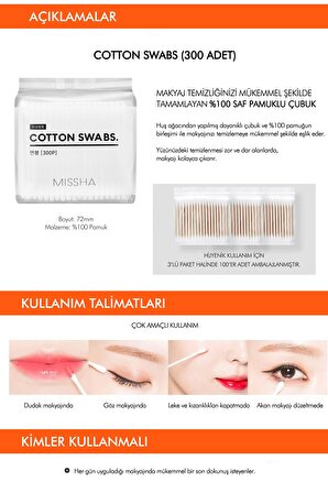 Çift Taraflı Makyaj Pamuğu Cotton Swabs (300Adet)