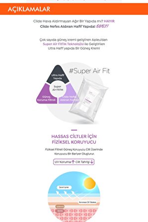 Missha Super Air Fit 50+ Faktör Tüm Cilt Tipleri İçin Renksiz Yüz Güneş Koruyucu Krem 50 ml