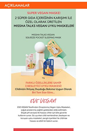 Sağlıklı Bir Görünüm Sunan Vegan Uyku Maskesi Talks Vegan Squeeze Pocket Sleeping Mask(Skin Fitness)