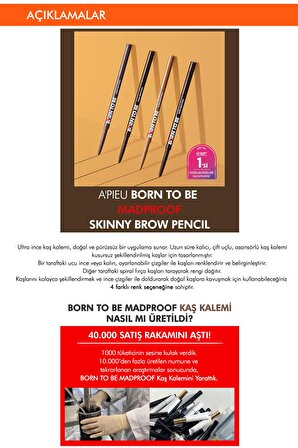 Kalıcı Etkili, Ultra İnce Uçlu Kaş Kalemi Madproof Skinny Brow Pencil (01 Dark Brown)