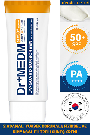 Dermal Dr+MEDM SPF50/PA++++ UV Guard Sunscreen Yüksek Korumalı Fiziksel ve Kimyasal Filtreli Güneş Kremi