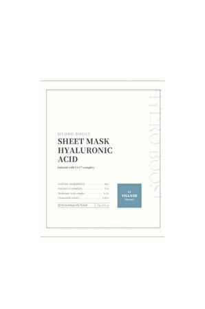 Village 11 Factory Hydro Boost Sheet Mask Hyaluronic Acid 21 gr – Vegan Hyalüronik Asit Maskesi