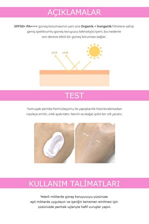 PRETTYSKIN Pembe Işıltılı Renk Tonlayıcı Yüksek Koruma SPF 50+ PA++++ Renkli Güneş Kremi 50ml