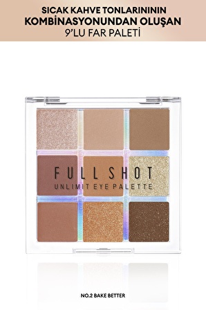 Yoğun Renk Pigmentli 9' lu Far Paleti Full Shot Unlimit Eye Palette (No.2 Bake Better)