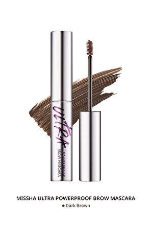 Doğal Görünüm Sağlayan İnce ve Üçgen Fırçalı Kaş Maskaras Ultra Powerproof Brow Mascara (Dark Brown)