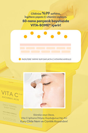 C Vitamini İçerikli Leke Karşıtı Günlük Yaprak Maske Vita C Plus Daily Toning Mask