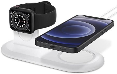 Spigen MagFit Duo 2in1 MagSafe & Apple Watch ile Uyumlu Stand Dock Ünitesi