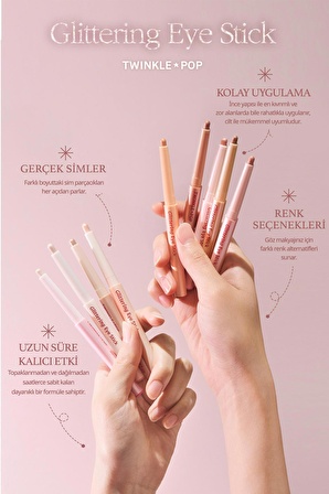 Su ve Tere Dayanıklı , Uzun Süre Kalıcı Stick Far Twinkle Pop Glittering Eye Stick (13 Awesome Me)