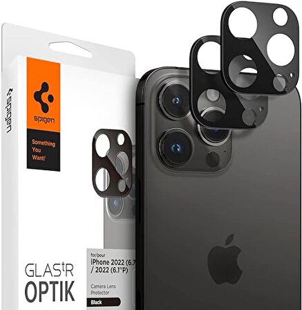 Spigen Apple iPhone 14 Pro / iPhone 14 Pro Max Kamera Lens Cam Ekran Koruyucu Glas.tR Optik (2 Adet) Black - AGL05273