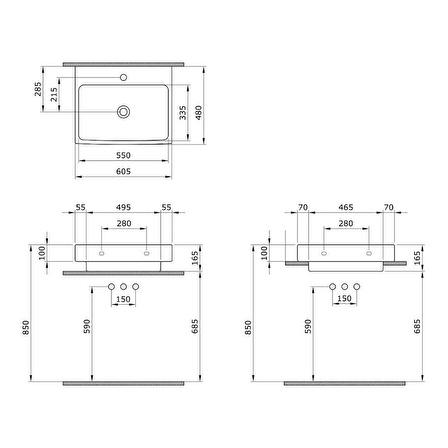 Bocchi Scala TezgahÜstü Lavabo 60x48 Mat Mint Yeşil 1077-033-0126