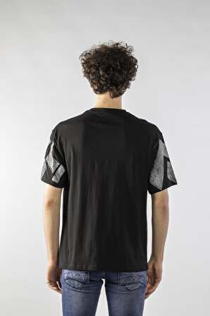 Erkek Geometri Baskılı Oversize Kısa Kollu T-Shirt