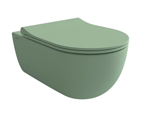 Bocchi V-Tondo Kanalsız Asma Klozet + Soft Kapak Mat Mint Yeşil
