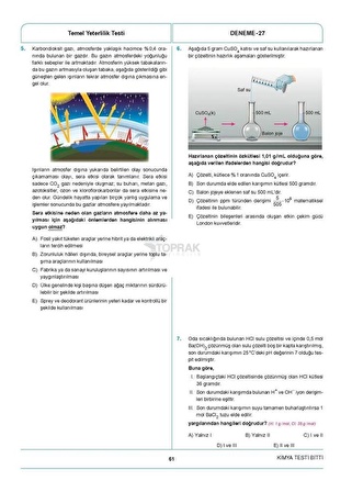 Toprak Yayıncılık TYT Kimya 30 Deneme Kitabı