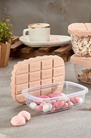 Choco Box 3'lü Saklama Kabı Seti 800 Ml - Krem