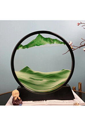 3D Dekoratif Yuvarlak Kum Saati 18cm - Yeşil