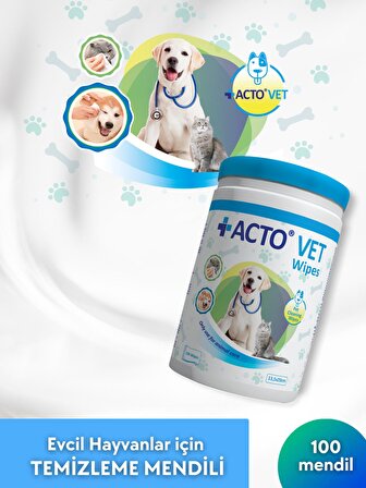 ACTO® VET WİPES 100 PCS | Evcil Hayvanlar için Temizleme Mendili