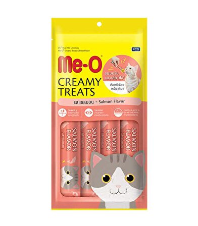 Me-O Creamy Treats Somonlu Krema Yetişkin Kedi Ödülü 4x15 g 