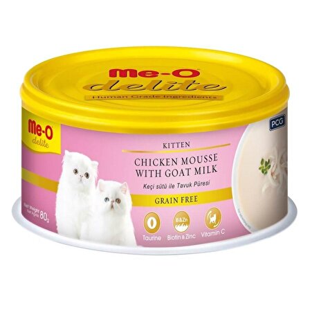 Me-O Delite Tavuk ve Keçi Sütü Tahılsız Yavru Kedi Konservesi 80 Gr