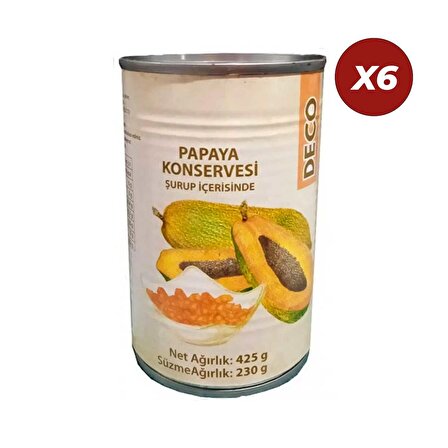 Deco Papaya Konservesi 425 Gr 6 Adet