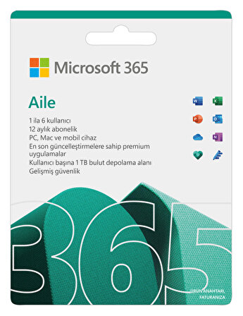 Microsoft Office 365 Aile Abonelik 1 YIL TR