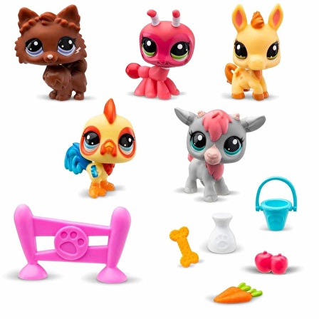 1005103 Littlest Pet Shop Minişler 5'li Figür Seti S1 Çiftlik Temalı -Sunman