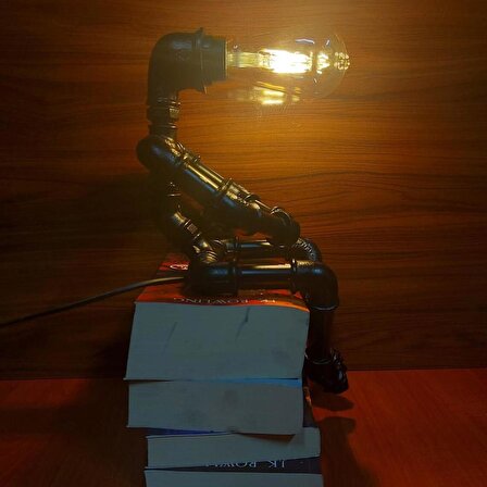 Robot Tasarım Retro Masa Lambası Rustik Endestriyel Tasarım Başucu Lambası Kitap Okuma Lambası