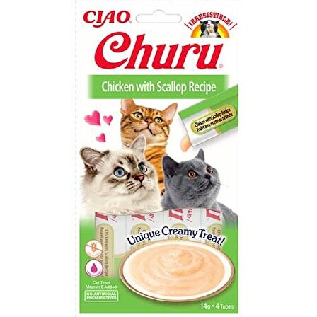 CIAO CHURU TAVUK.DENİZTARAKLI KEDİ KREMASI 4X 14GR