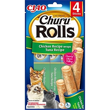 CIAO Churu Rolls Tavuk Sargılı Ton Balıklı Kedi Ödül Maması 10gr (4'lü)