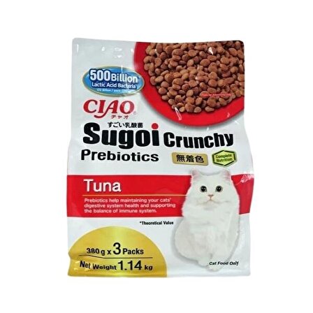 Inaba Ciao Sugoi Crunchy Ton Balıklı Prebiyotik Kedi Maması 380 Gr 3 Adet