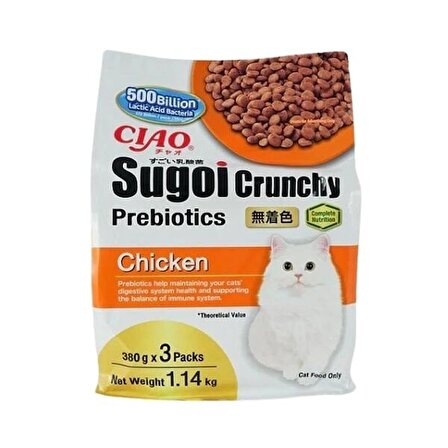 Inaba Ciao Sugoi Crunchy Tavuklu Prebiyotik Kedi Maması 380 Gr 3 Adet
