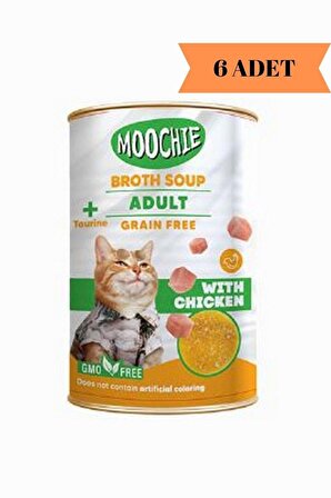 Moochie Broths Soup Tavuklu Tahılsız Yetişkin Kedi Çorbası 135ML x 6 Adet