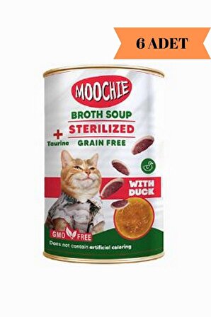Moochie Broths Soup Ördekli Tahılsız Kısırlaştırılmış Kedi Çorbası 135ML x 6 Adet