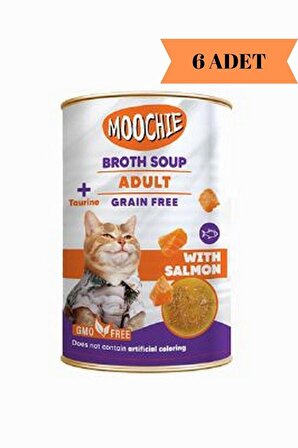 Moochie Broths Soup Somonlu Tahılsız Yetişkin Kedi Çorbası 135ML x 6 Adet