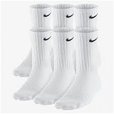 Nike Everyday Cotton Cushioned Crew Beyaz 6lı Çorap SX5172-100