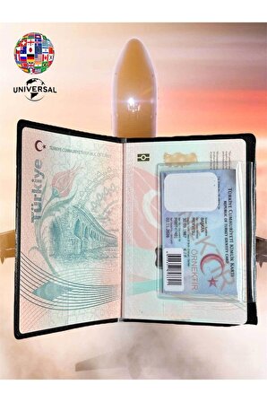 Ülke Sembolleri Desenli Deri Pasaport Kılıfı Kabı Pürüzsüz Yüzey Tüm Ülke Pasaportlarına Uygun