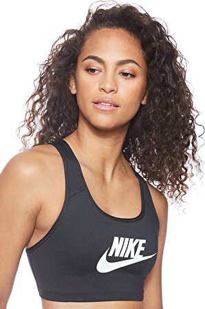 Nike Swoosh Futura Bra Siyah Kadın Antreman Sütyeni 