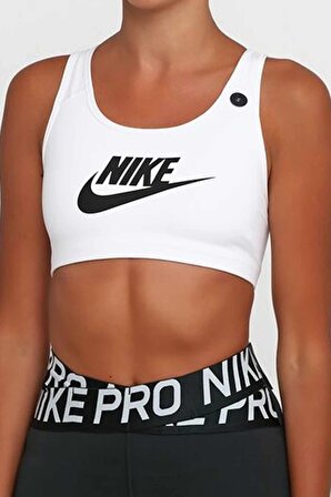 Nike Swoosh Futura Bra Kadın Bra Sporcu Sütyeni 899370-100-BEYAZ