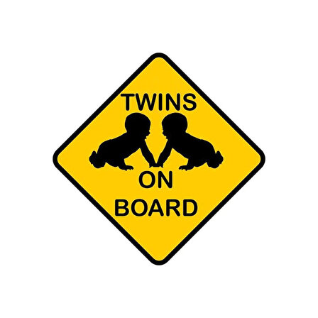 Arabada İkiz Bebek Var Twins on board araba sticker 18cm